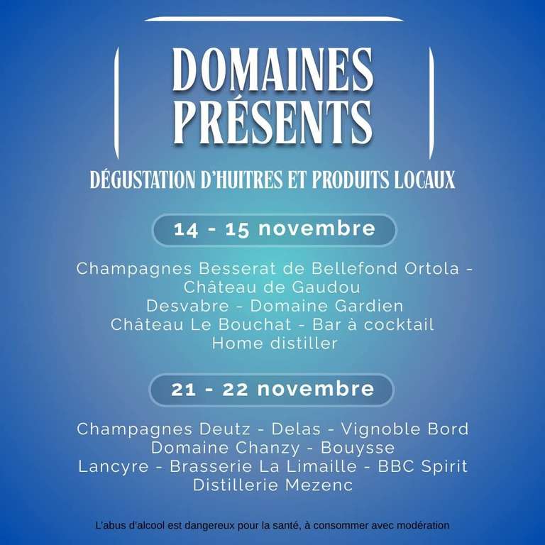 Dégustation gratuite d'huîtres, de champagnes et vins locaux - Saint-Pal-de-Monstre (43) à 0 €