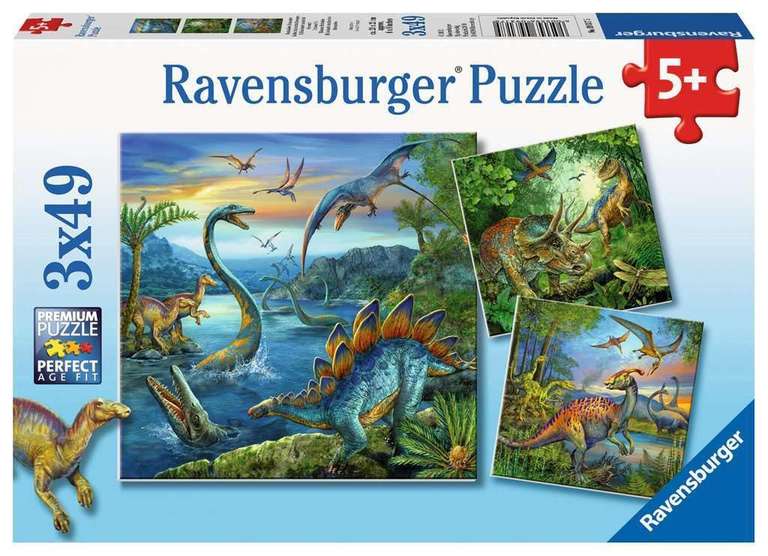 Puzzle Dinosaure Ravensburger - 3x49 pièces, La Fascination des Dinosaures à 3.85 €