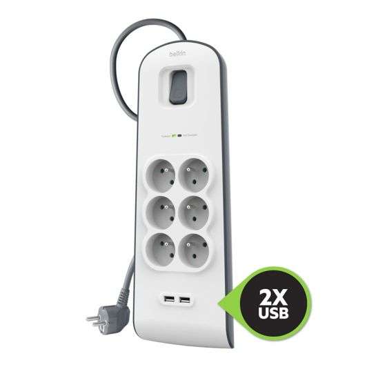 Multiprise BELKIN parafoudre x6+2 USB à 19.94 €