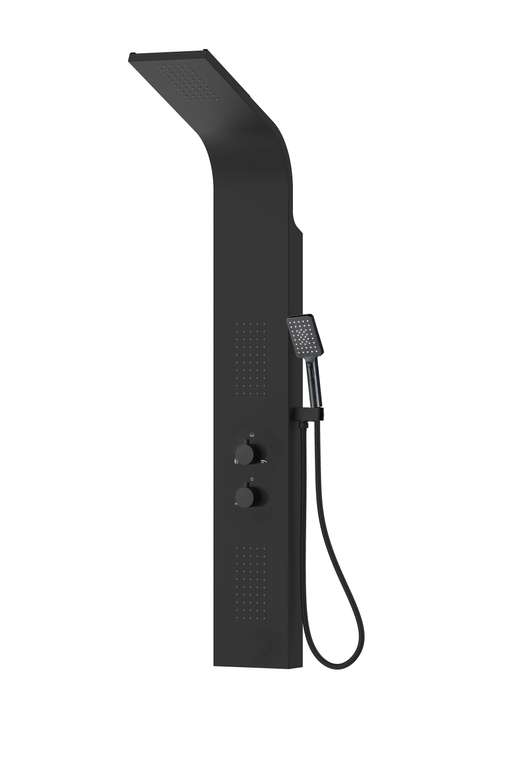 Colonne de Douche Effet Pluie - 140x20cm, Acier Inoxydable Brossé Noir Mat (aurlane.fr) à 119 €