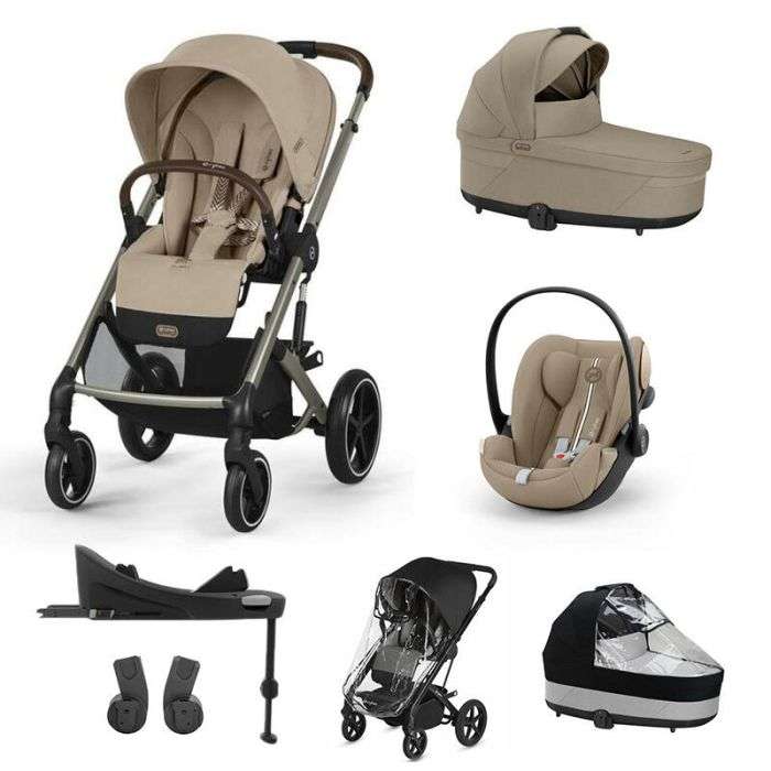 Cybex - Poussette Trio Balios S Lux + Nacelle Cot S Lux + Siège Auto Cloud G Plus + Set XL Almond beige à 1059 €