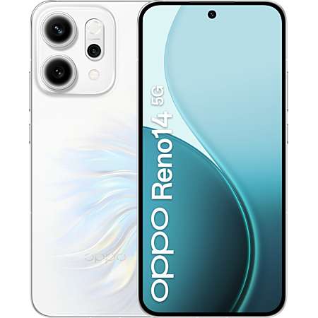 Smartphone Oppo Reno 14 5G - 12 Go, 512 Go, AMOLED 120 Hz, MediaTek Dimensity 8350, 50 Mp, 6000 mAh - Blanc à 428.34 €