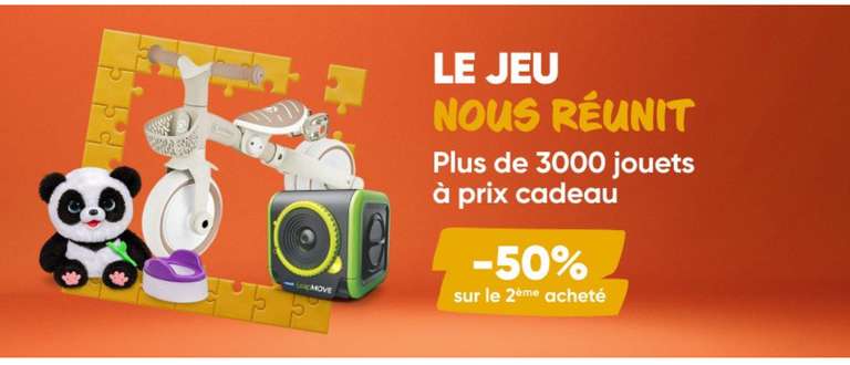 50% de Réduction sur le 2ème jouet acheté sur une sélection d'articles à 0 €