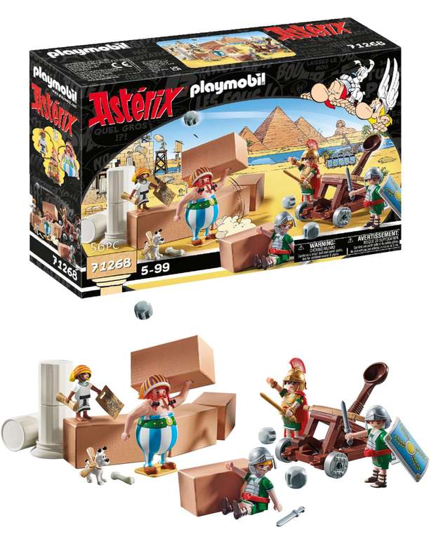 Playmobil Astérix 71268 : Numérobis et la Bataille du Palais, Catapulte Fonctionnelle, Obélix, Numérobis, Idéfix et 3 Soldats Romains à 17.14 €