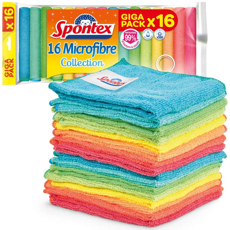 Lot de 16 Chiffons de nettoyage microfibre Spontex à 6.99 €