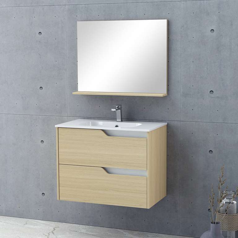 Ensemble salle de bain complet - (meuble + vasque + miroir) à 139 €