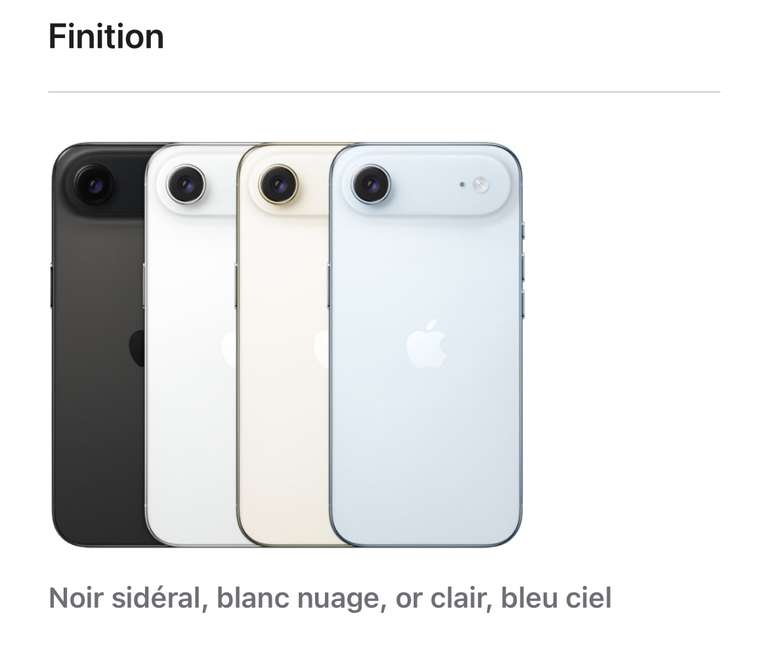 Smartphone Apple iPhone Air 256Go à 1099 €