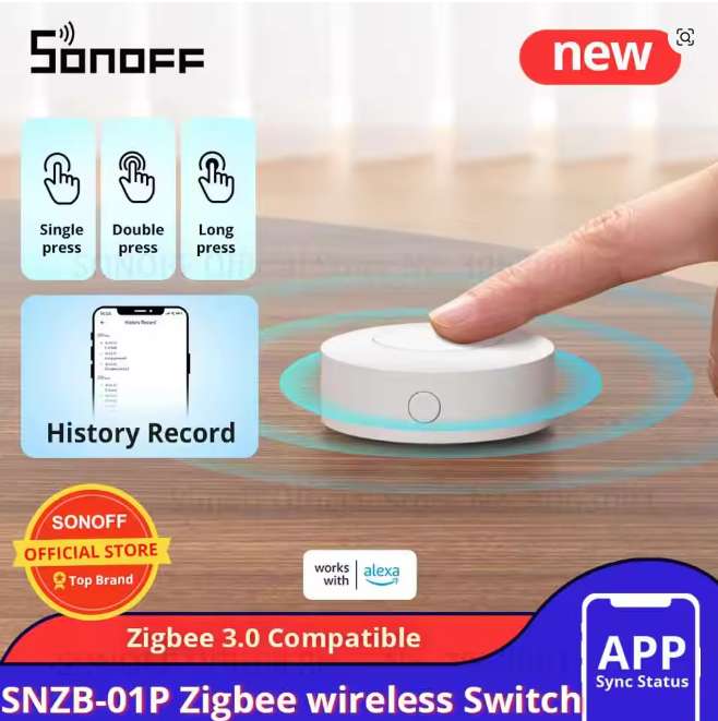 [Nouveaux Clients] Interrupteur Sans Fil Zigbee Sonoff SNZB-01P à 2.17 €
