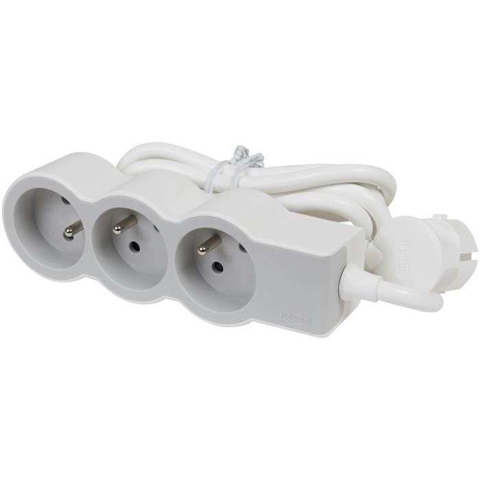 Rallonge LEGRAND Multiprise FB 3x2P+T standard 1.5m 1mm² - Blanc et gris à 7.99 €
