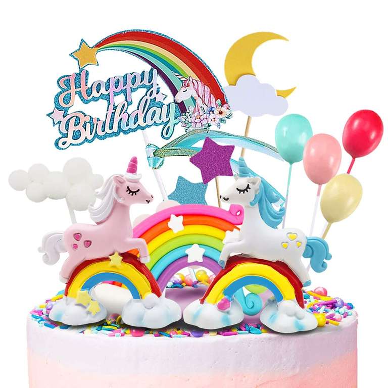 Décoration Gâteau Licorne Humairc + Ballons Anniversaire Arc-en-Ciel (Vendeur tiers) à 5.99 €