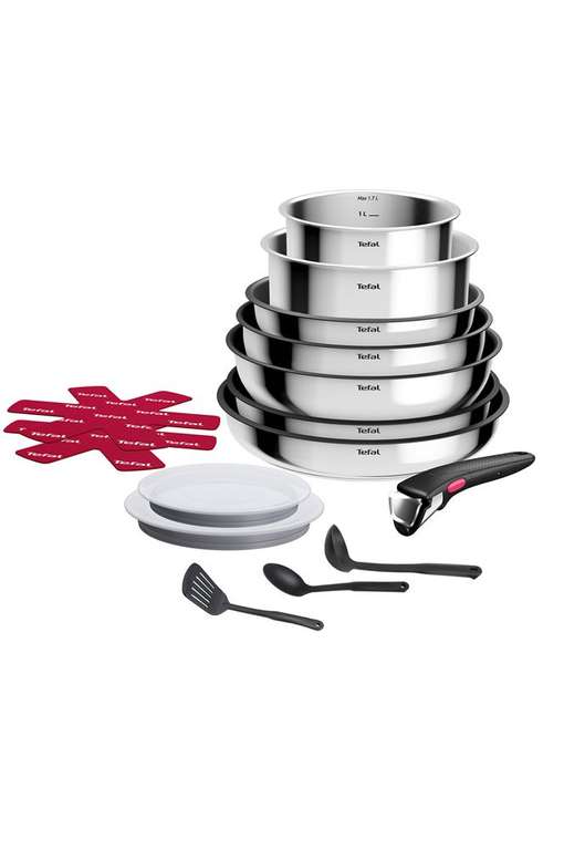 Batterie de cuisine 15 pièces Tefal Ingenio Cook Eat x15 Inox à 99.99 €