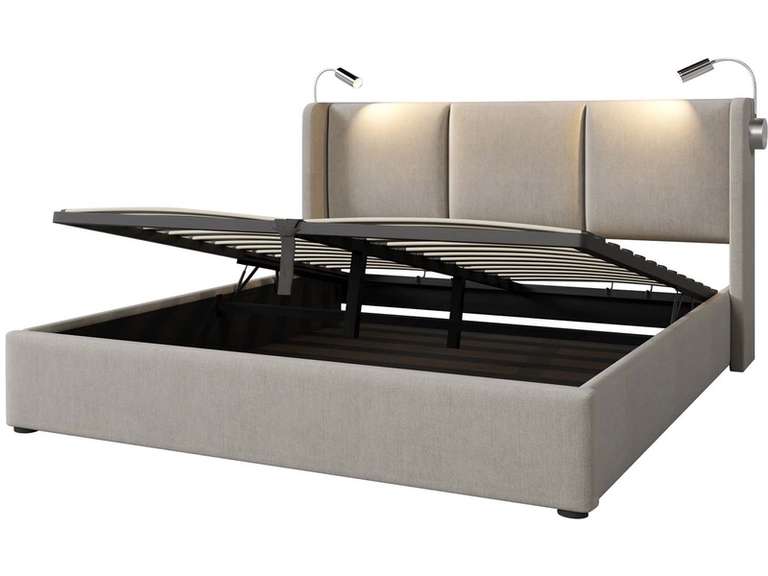 Coffre de lit Modernluxe - 160x200 cm, coloris beige (vendeur tiers) à 239.99 €