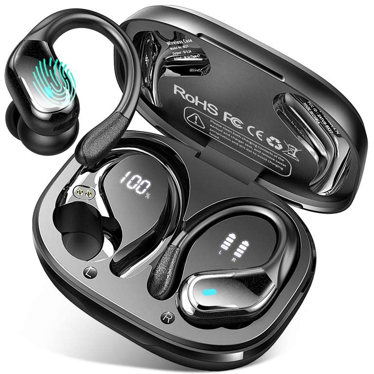 Ecouteurs Bluetooth sans Fil Sport, 75Hrs Écouteurs Bluetooth 5.4 avec Stéréo HiFi 3D, 4 ENC Réduction de Bruit Mic Oreillette sans Fil à 26.99 €