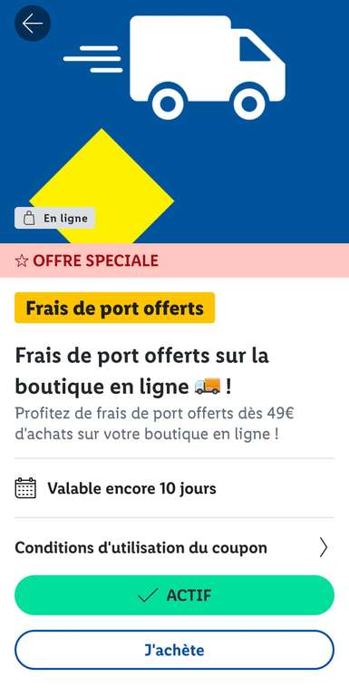 Lidl+ Frais de port offerts à 0 €