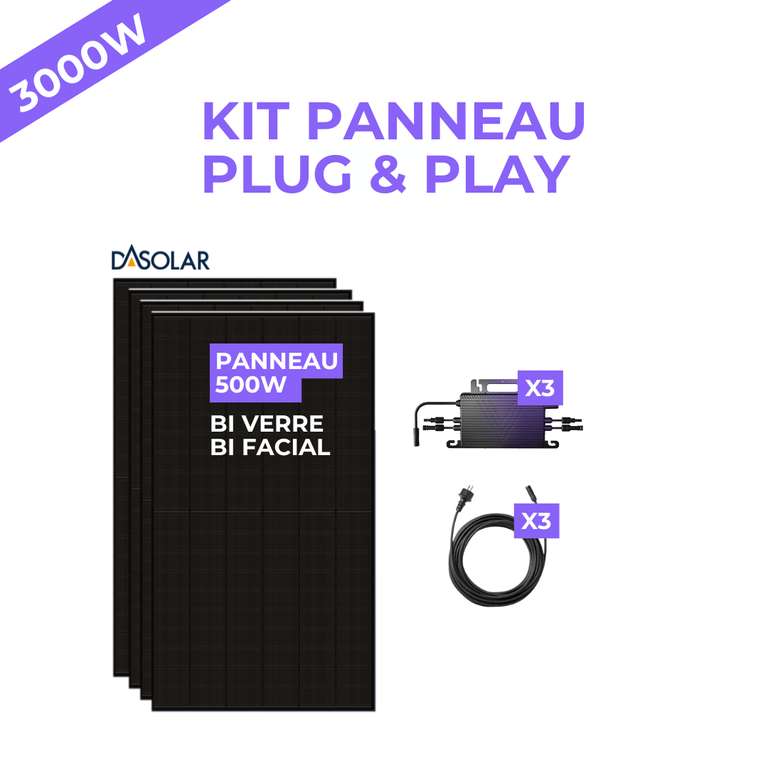 Kit solaire 3kw avec 6 panneaux solaires 500wc et 3 micro onduleurs - solatech.fr à 800 €