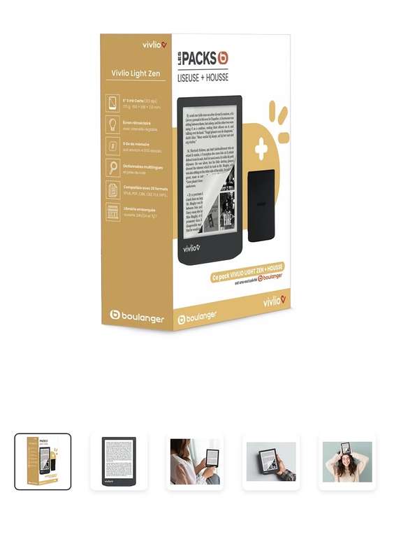 Liseuse eBook Vivlio Coffret 2en1 Light ZEN+Housse à 99.99 €