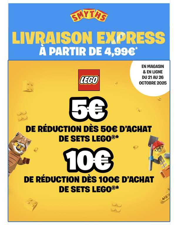 5€ de Réduction dès 50€ d'achat sur une sélection de sets LEGO à 0 €