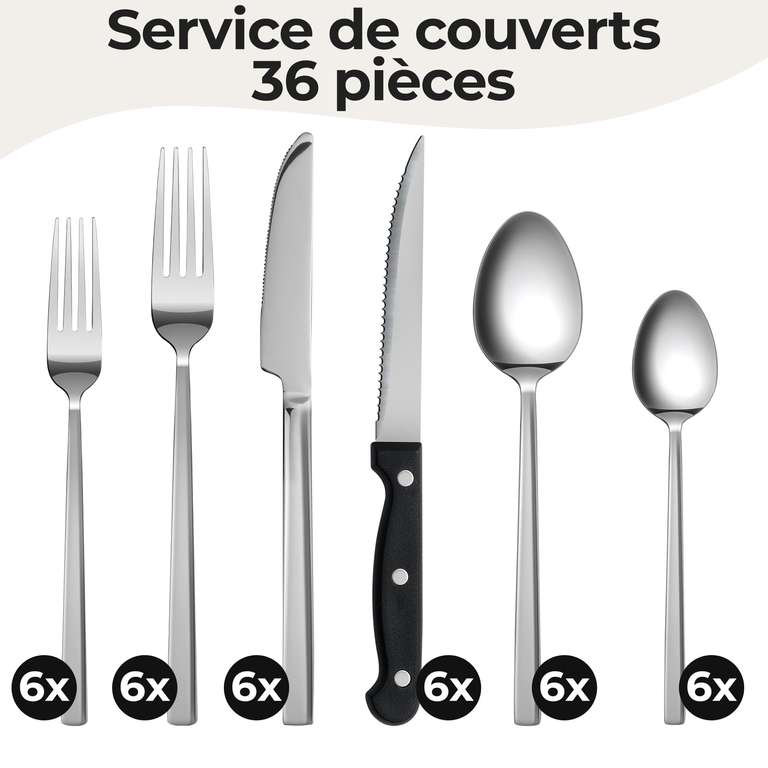 Service de couverts 36 pièces en inox pour 6 personnes (vendeur tiers) à 17.99 €