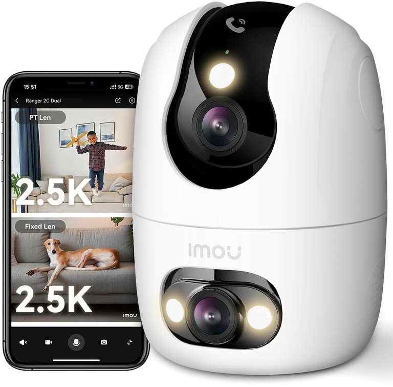 Caméra Surveillance Imou 4K(4MP+4MP) Double Objectif WiFi 2,4G/5GHz à 44.99 €