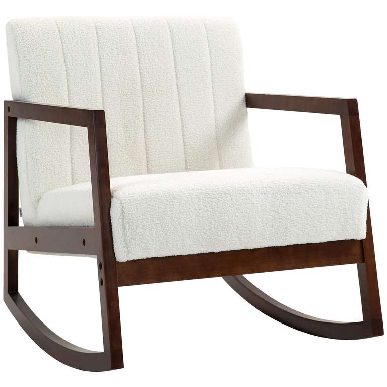 Fauteuil a bascule Homcom - 67l x 93P x 80H cm, couleur crème (via coupon, Vendeur Tiers) à 59.4 €